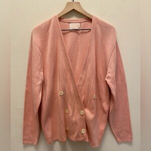 Vintage Pendleton Country Sophisticates Classic Pink Cotton Cardigan Made in USA